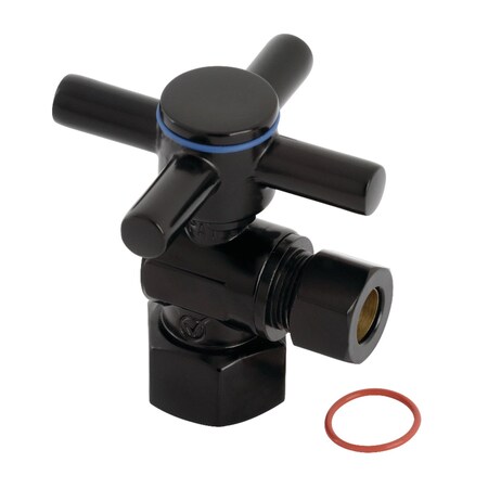 Kingston Brass CC43100DX Concord 1/2" IPS x 3/8" O.D. Qrtr Turn Angle Stop Valve, Blk CC43100DX
